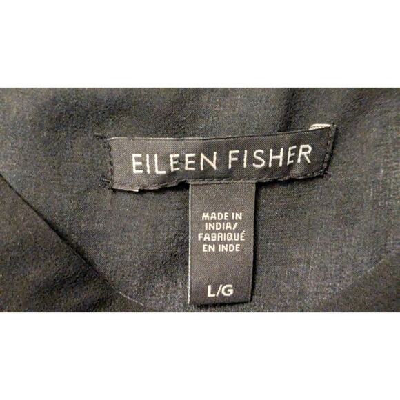 Eileen Fisher Top Womens L Gray Ombre Sheer Silk Button Blouse Mandarin Collar - Picture 2 of 4